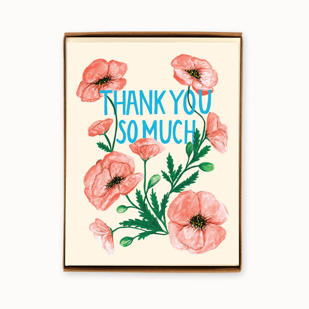 Box of 8 Thank you Poppies Cards