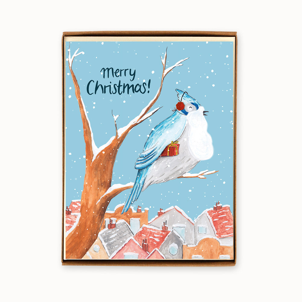 Box of 8 Holiday Blue Jay Cards