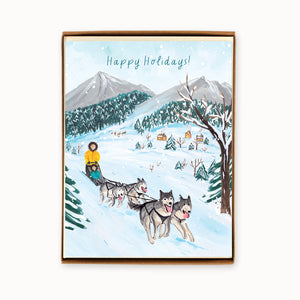 
                  
                    Load image into Gallery viewer, Box of 8 Holiday Dog Sledding Cards
                  
                