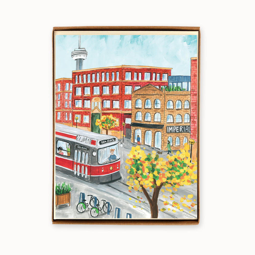 Box of 8 Toronto King Street West Fall Cards