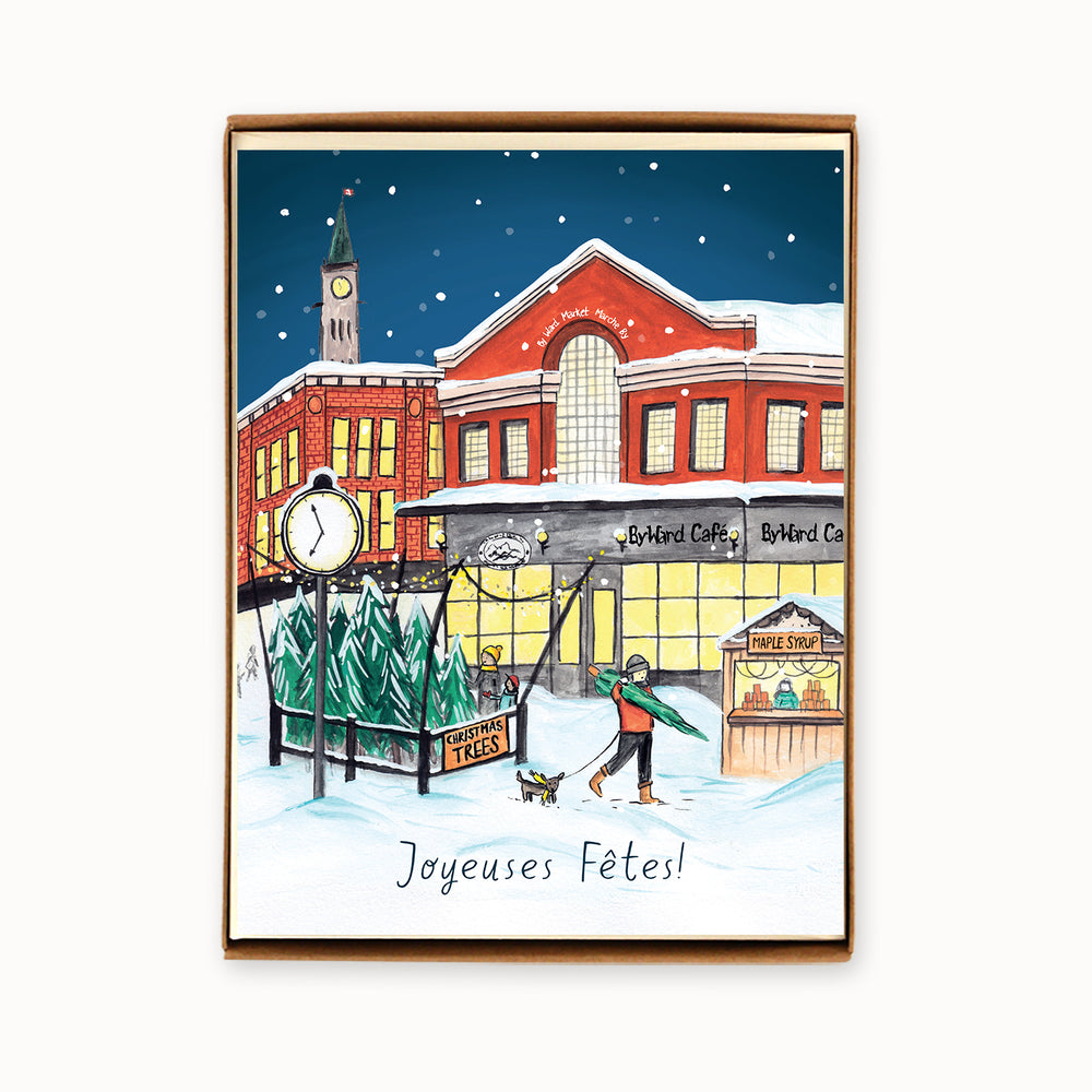 Box of 8 French Ottawa Byward Market Holiday Cards / Boîte de 8 Cartes Marché By