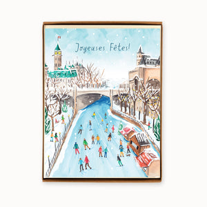 
                  
                    Load image into Gallery viewer, Box of 8 French Ottawa Rideau Canal Holiday Cards / Boîte de 8 Cartes Canal Rideau
                  
                