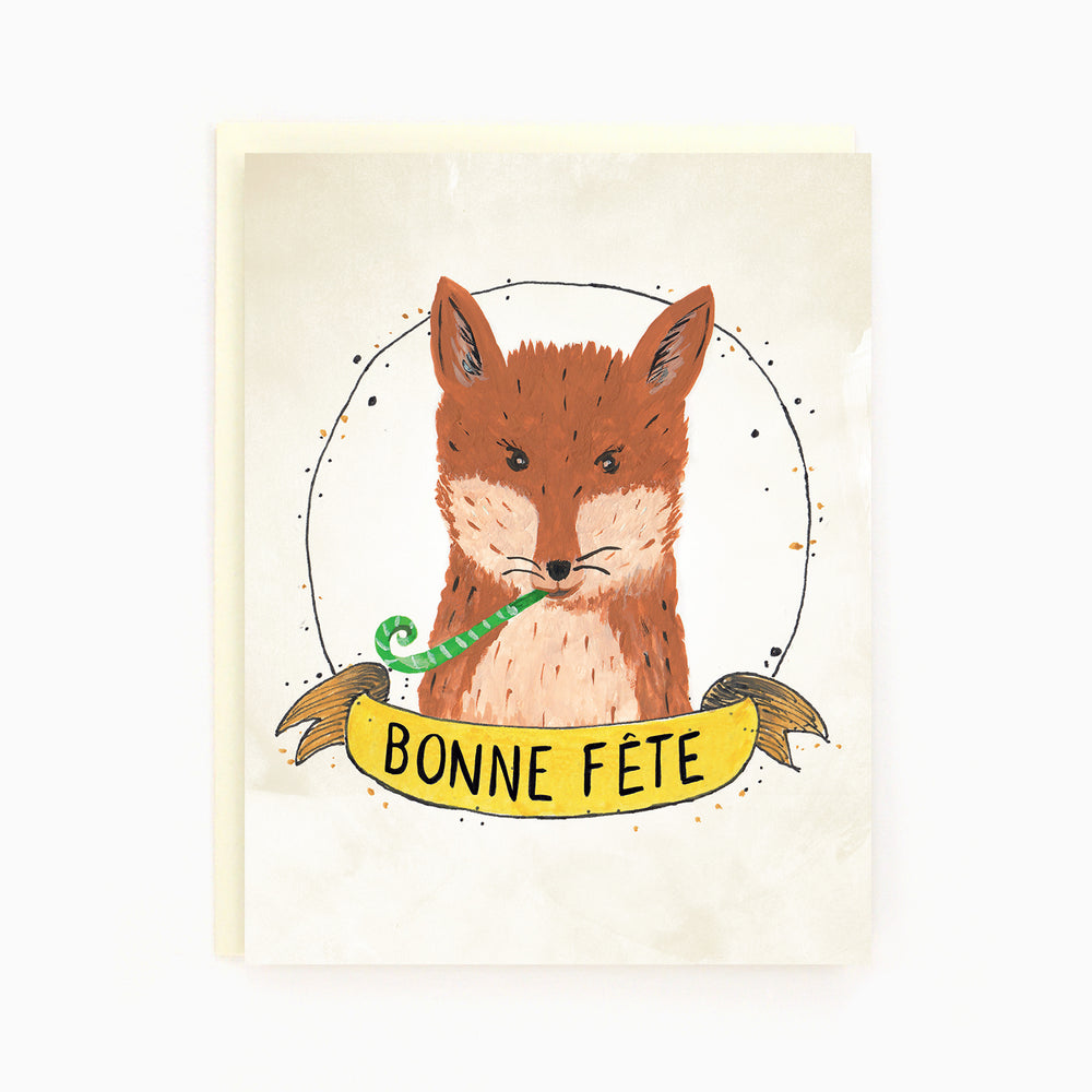 Birthday Fox French - Bonne Fête Renard Card