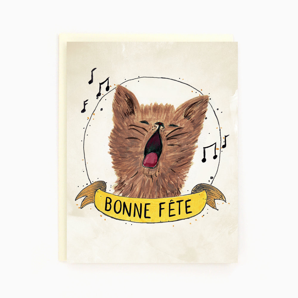 Birthday Cat French - Bonne Fête Chat Card