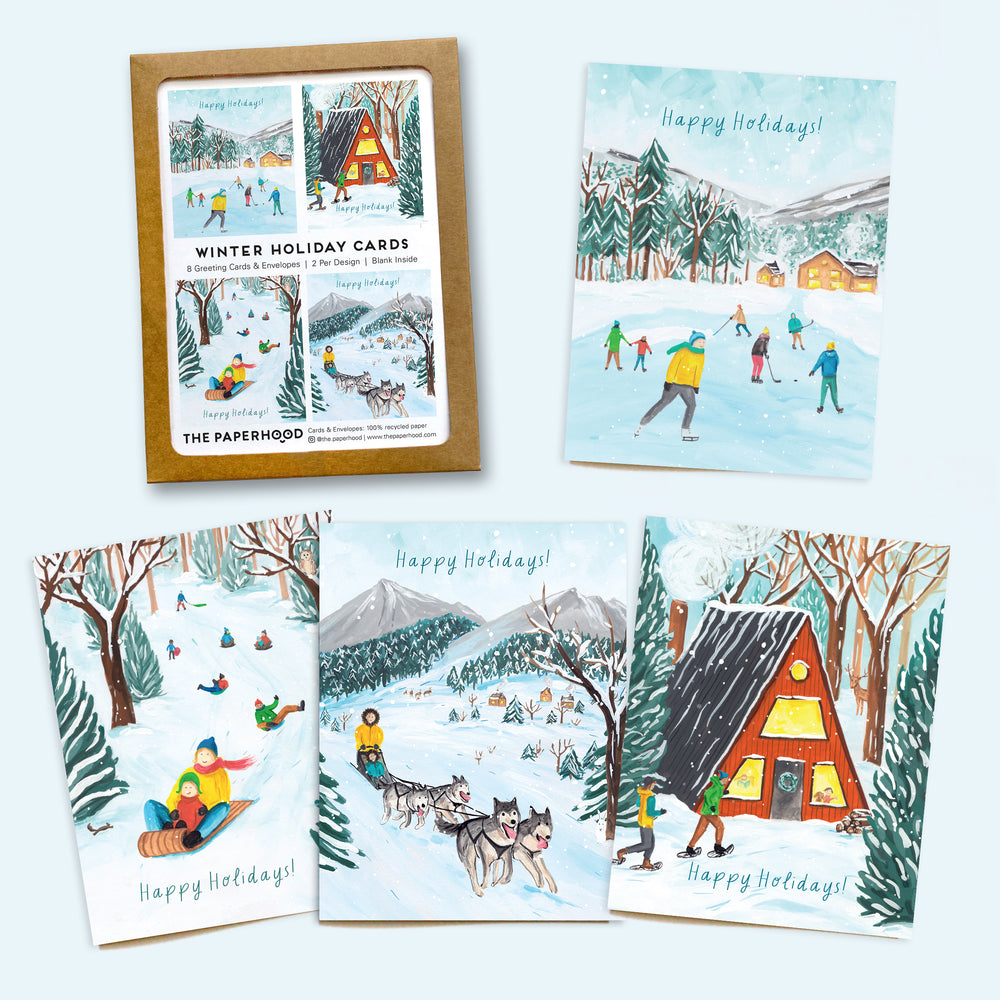 Assorted Box of 8 'Winter Nature' Holiday greeting cards