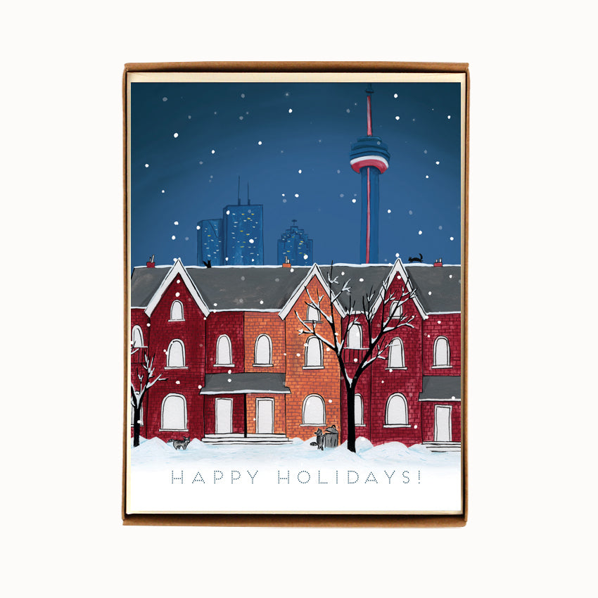 Box of 8 Toronto Night Scene Holiday Cards