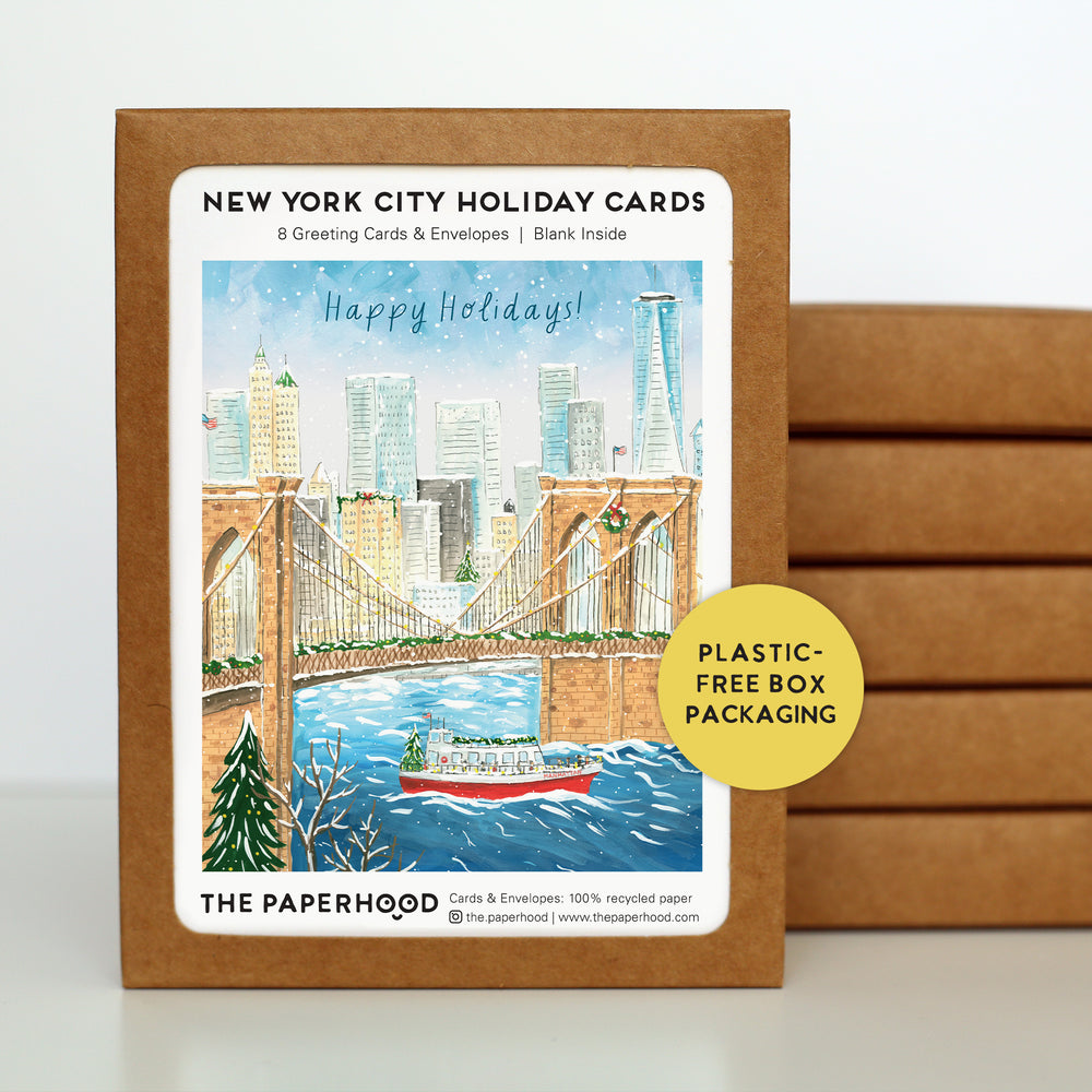 
                  
                    Load image into Gallery viewer, Box of 8 New York Brooklyn Bridge Holiday Cards
                  
                