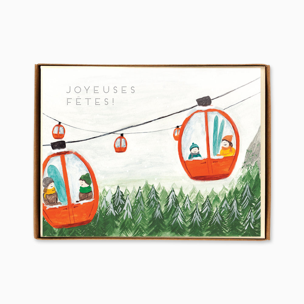 Box of 8 French Gondola Holiday Cards - Joyeuses Fêtes!