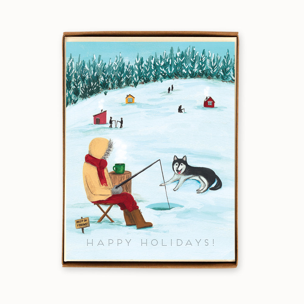 Box of 8 Holiday Ice Fishing Cards