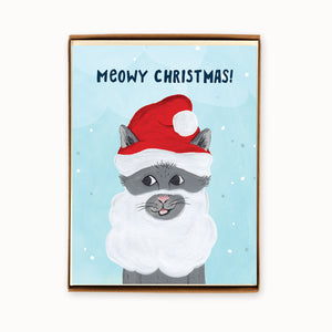 
                  
                    Load image into Gallery viewer, Box of 8 Santa Cat Christmas Cards
                  
                