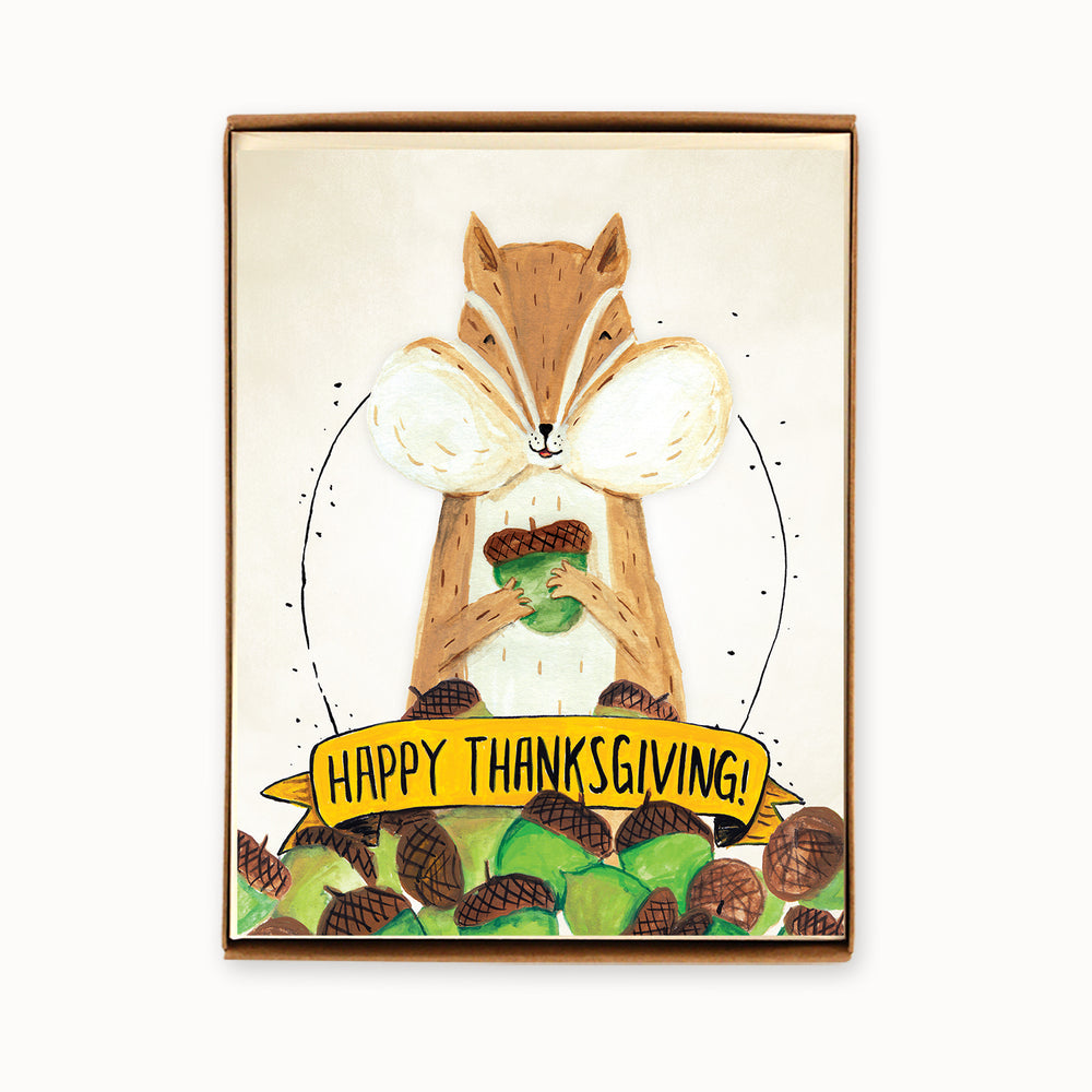 Box of 8 Thanksgiving Chipmunk Cards