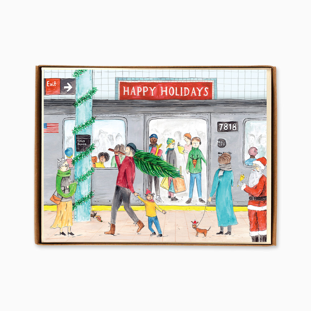 
                  
                    Load image into Gallery viewer, Box of 8 New York Subway Holiday Cards
                  
                