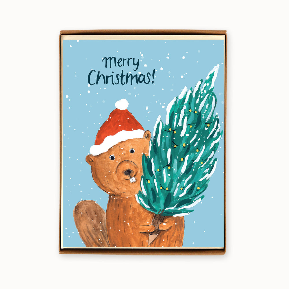 Box of 8 Holiday Beaver Cards