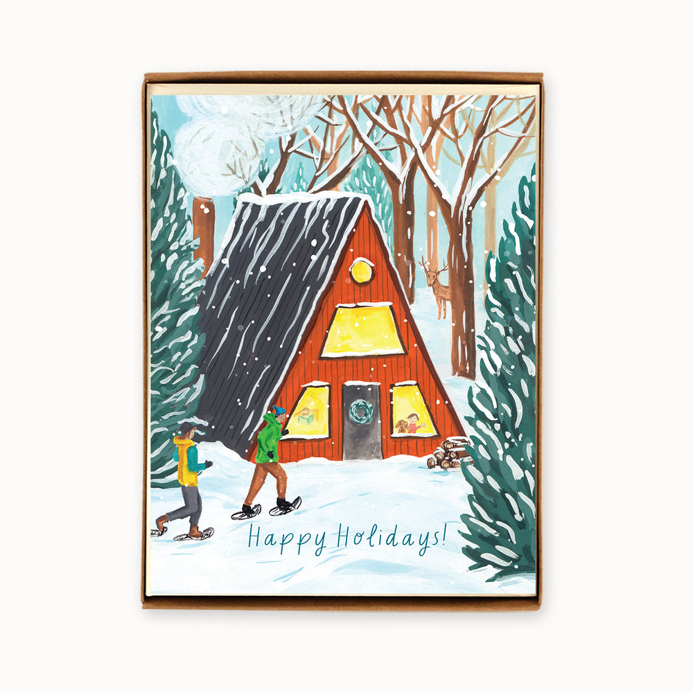 Box of 8 Holiday A-Frame Cottage Cards