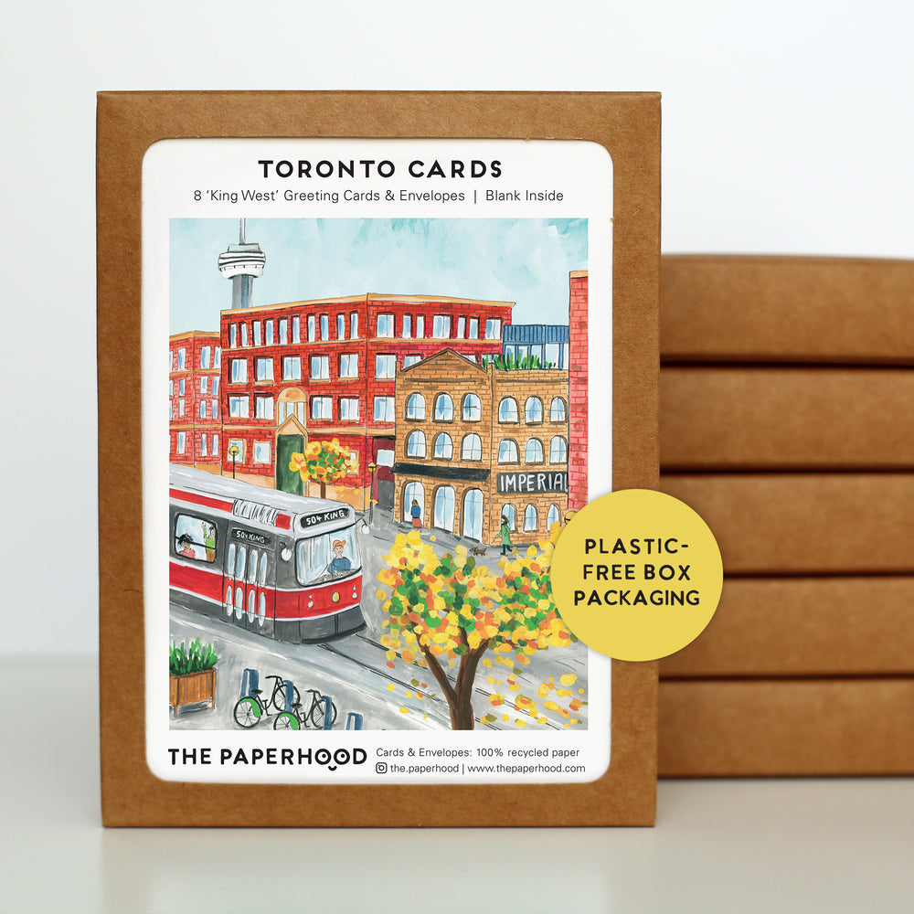 
                  
                    Load image into Gallery viewer, Box of 8 Toronto King Street West Fall Cards
                  
                