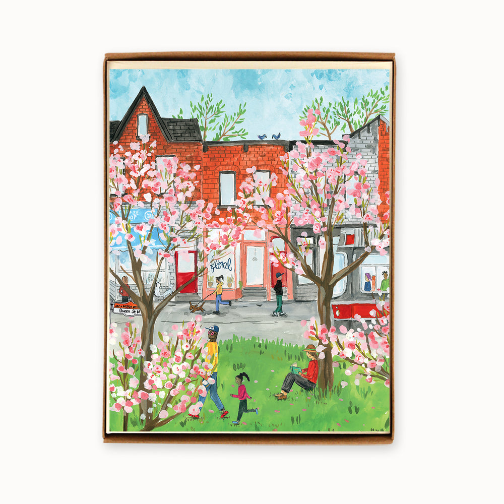 Box of 8 Toronto Queen Street West Spring Cards