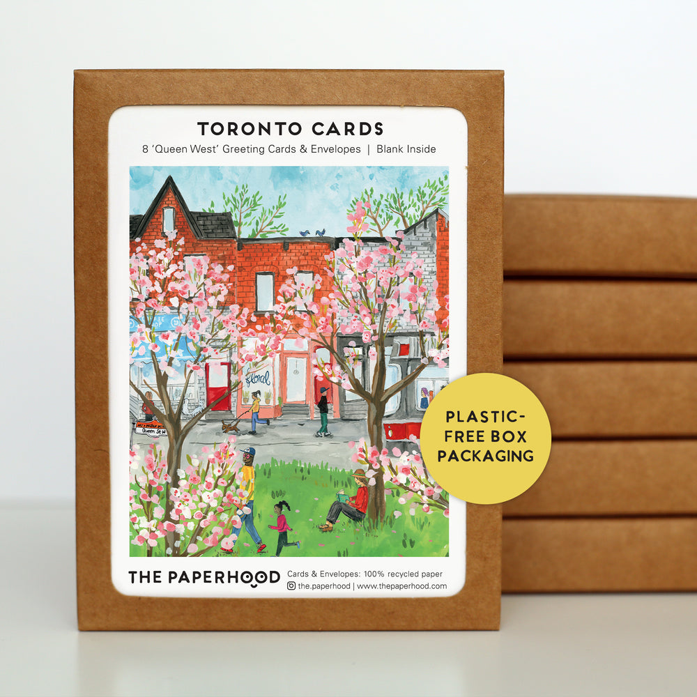 
                  
                    Load image into Gallery viewer, Box of 8 Toronto Queen Street West Spring Cards
                  
                