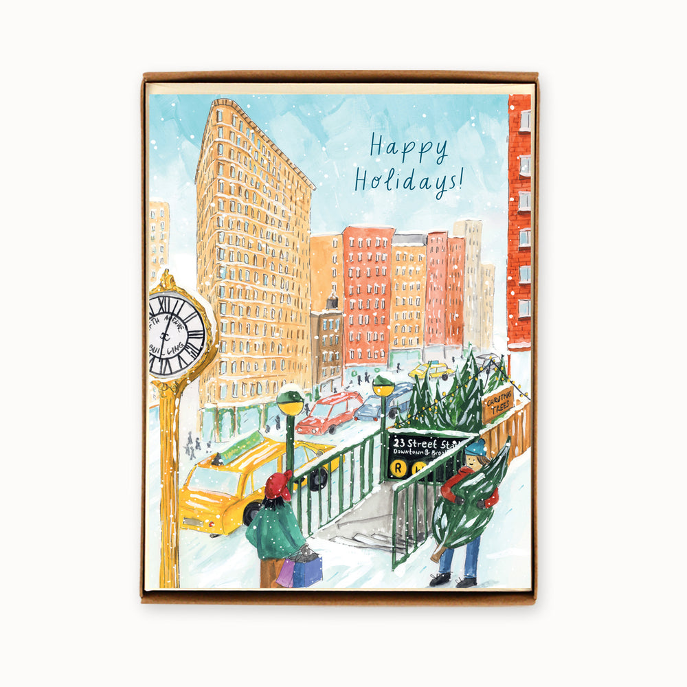 Box of 8 New York Flatiron Building Holiday Cards