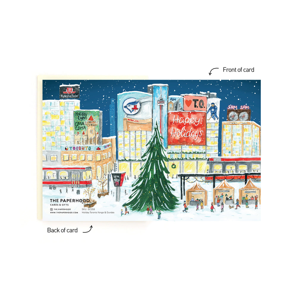 
                  
                    Load image into Gallery viewer, Box of 8 Holiday Toronto Yonge &amp;amp; Dundas Wraparound Cards
                  
                