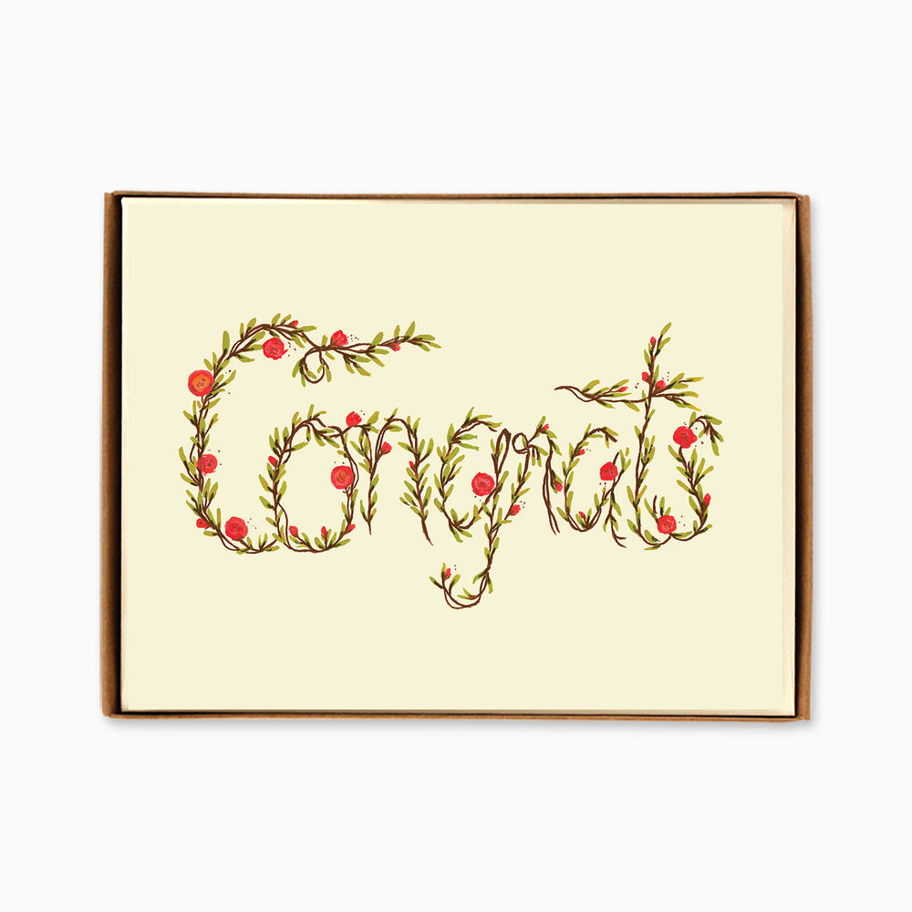 Box of 8 Floral Congrats Cards
