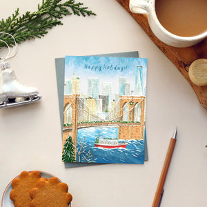 
                  
                    Load image into Gallery viewer, New York Brooklyn Bridge Holiday Card
                  
                