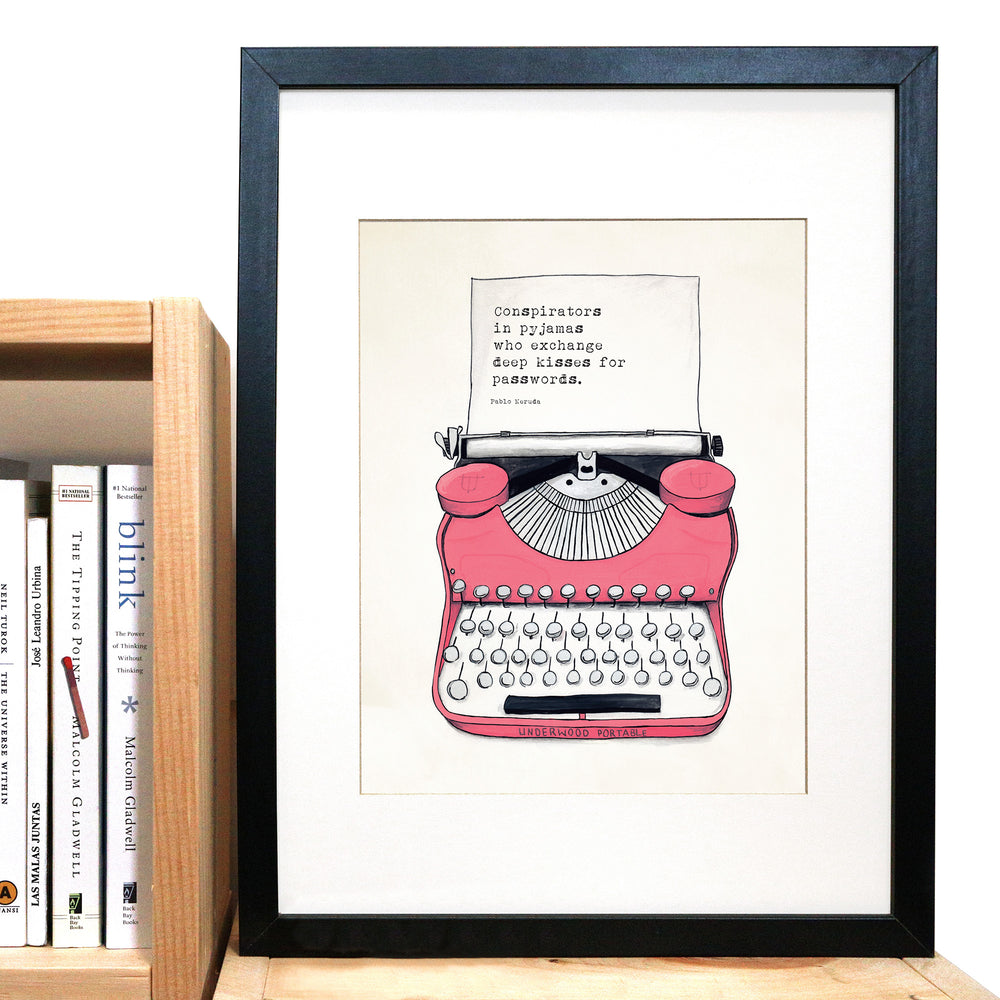 Pink Typewriter Print