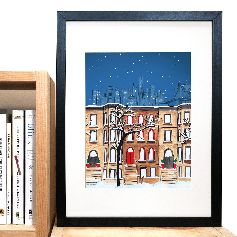 New York Brooklyn Winter Cityscape Print