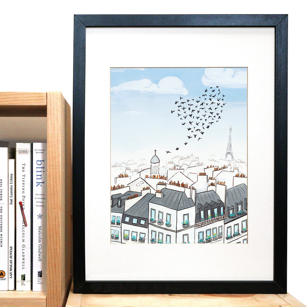 Paris Rooftops & Birds Print