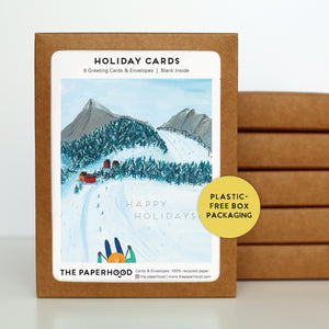 
                  
                    Load image into Gallery viewer, Box of 8 Holiday Skiing Cards
                  
                