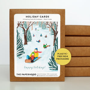 
                  
                    Load image into Gallery viewer, Box of 8 Holiday Tobogganing Cards
                  
                