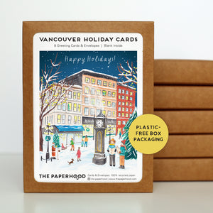 
                  
                    Load image into Gallery viewer, Box of 8 Holiday Vancouver Gastown Cards
                  
                