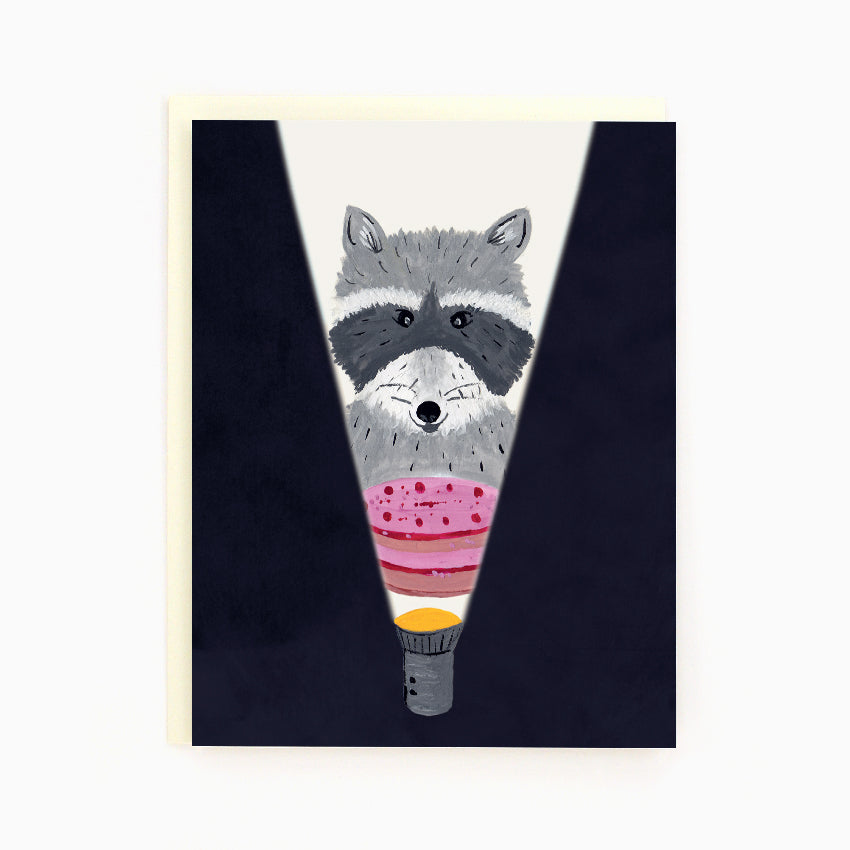 Raccoon with Cake Card