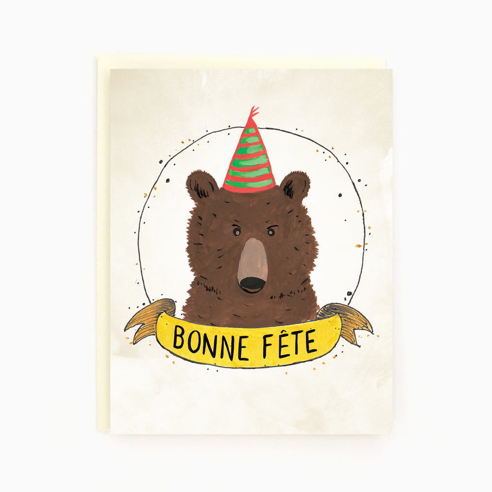 Birthday Bear French - Bonne Fête Ours Card