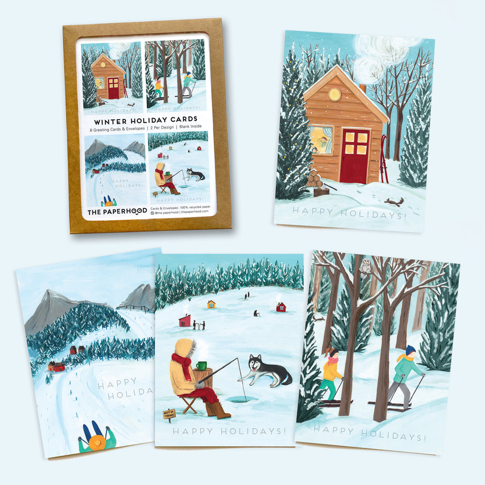 Assorted Box of 8 'Outdoor Winter' greeting cards