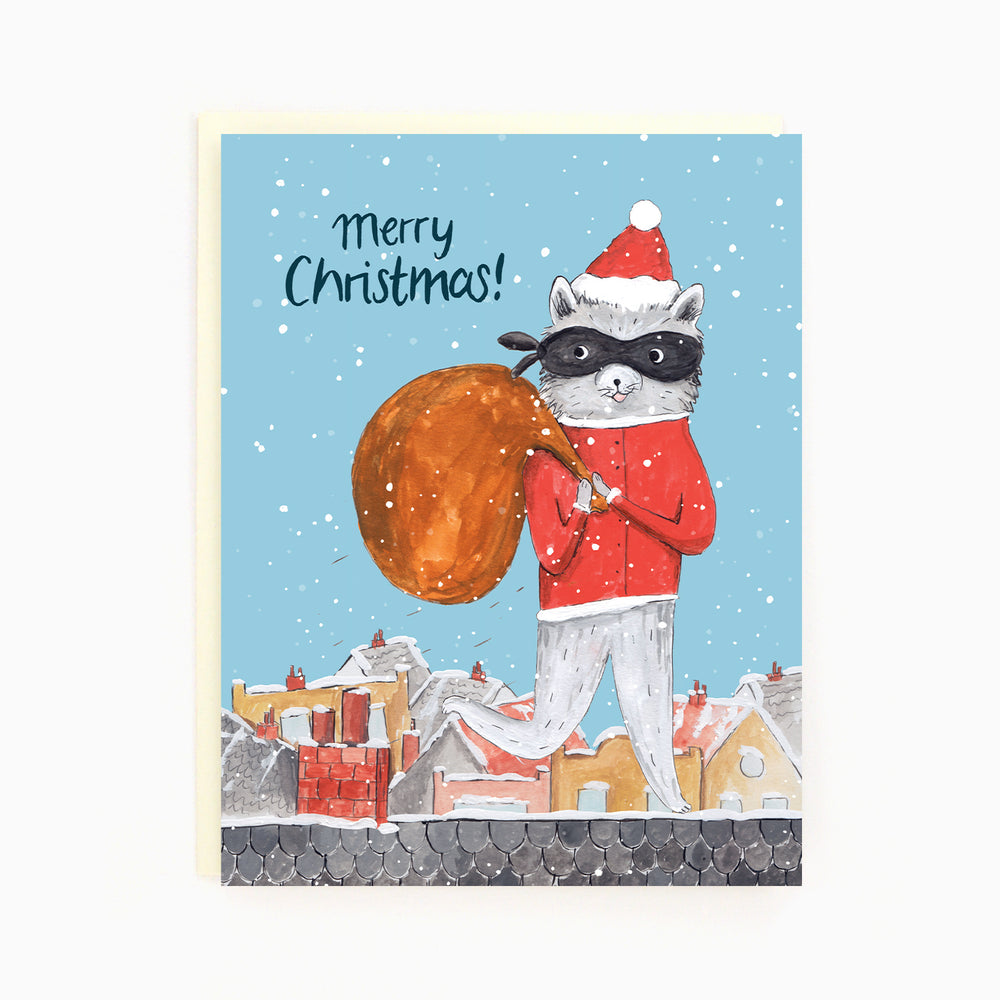 Holiday Raccoon Card