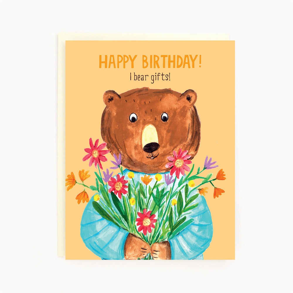 Birthday Bear Flowers Card