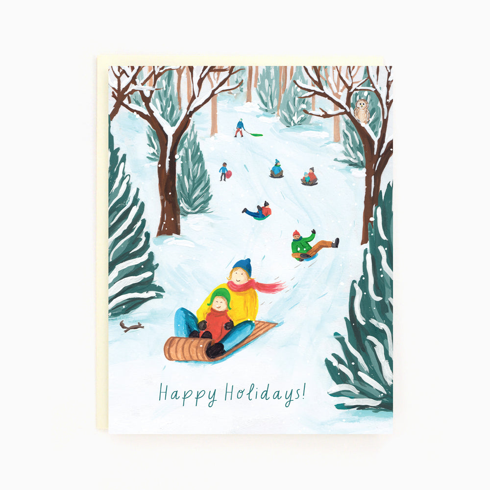 Holiday Tobogganing Card