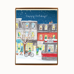 
                  
                    Load image into Gallery viewer, Box of 8 Holiday Toronto Queen Street Wraparound Cards
                  
                