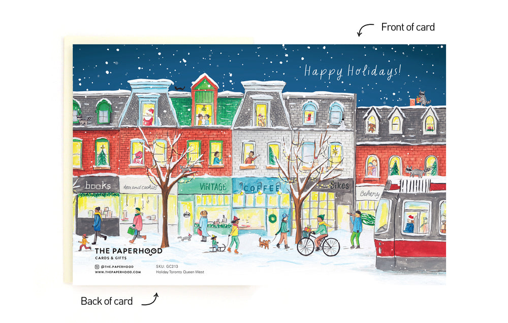
                  
                    Load image into Gallery viewer, Box of 8 Holiday Toronto Queen Street Wraparound Cards
                  
                