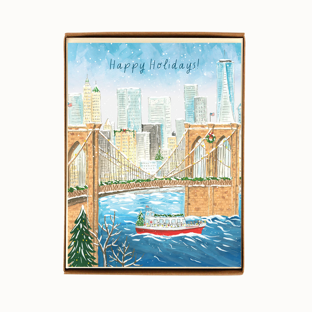Box of 8 New York Brooklyn Bridge Holiday Cards