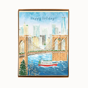 
                  
                    Load image into Gallery viewer, Box of 8 New York Brooklyn Bridge Holiday Cards
                  
                