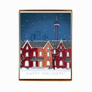 
                  
                    Load image into Gallery viewer, Box of 8 Toronto Night Scene Holiday Cards
                  
                