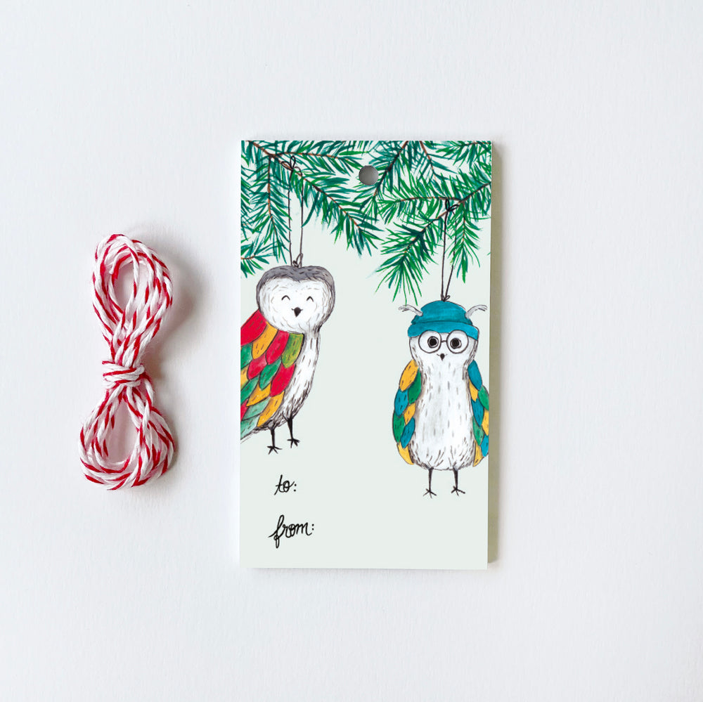 Owls in Tree - 10 Gift Tags