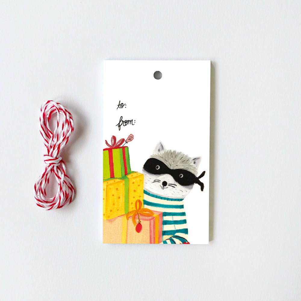 Raccoon with Gifts - 10 Gift Tags