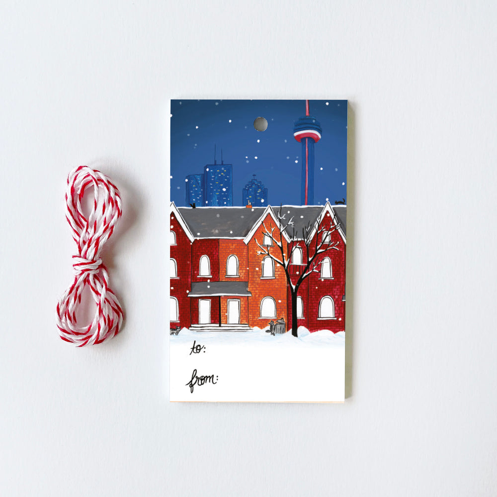 Toronto Snowy Night - 10 Holiday Gift Tags